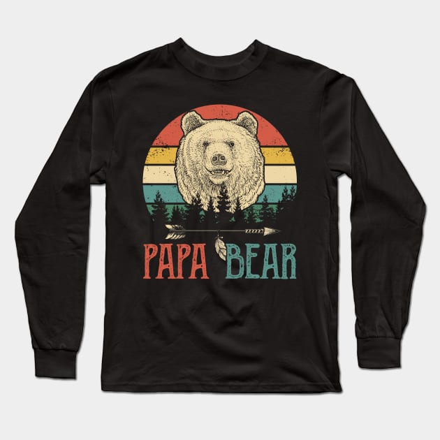 Men's Papa Bear T Shirt Father's Day Gift Grandpa Shirt Vintage Shirt Retro Gift Vintage Papa Shirt Forest Long Sleeve T-Shirt by Brlechery21